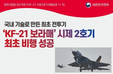 국내 기술로 만든 최초 전투기 ‘KF-21 보라매’ 시제 2호기 최초 비행 성공