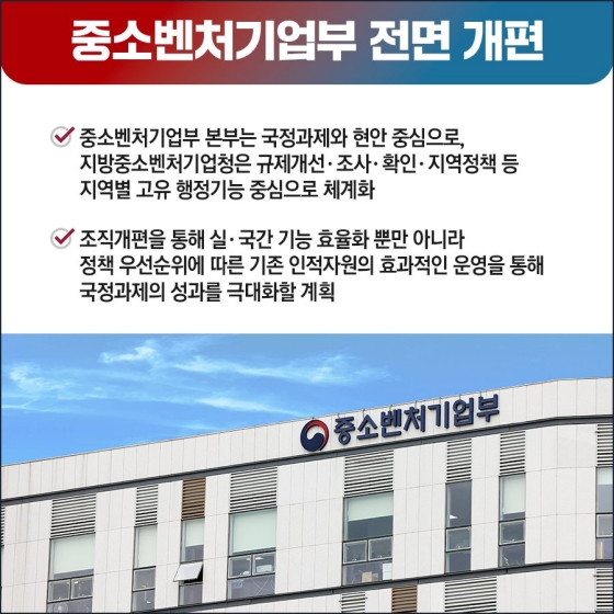 중소벤처기업부, 효율적 기구로 전면 개편