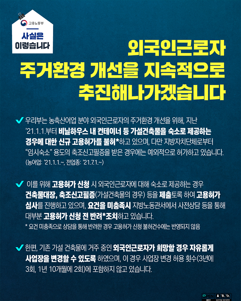 외국인근로자 주거환경 개선 지속 추진