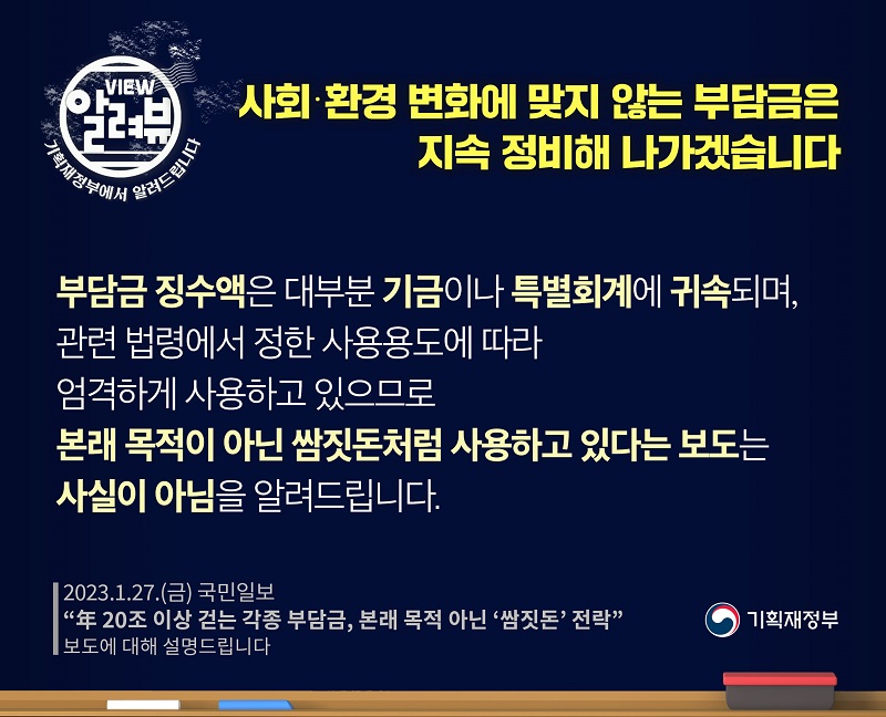 사회·환경 변화에 맞지 않는 부담금 지속 정비