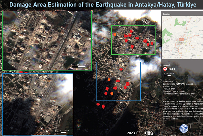 지진피해지역 위성(다목적실용위성) 영상 사진. (사진=과학기술정보통신부)