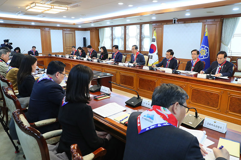 한덕수 국무총리가 3일 정부서울청사에서 주재한 ‘2023 새만금 제25회 세계스카우트잼버리 제2차 정부지원위원회’에서 모두발언을 하고 있다. (사진=국무조정실)