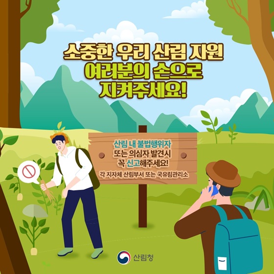 산림 내 불법 임산물 채취 이제 그만!