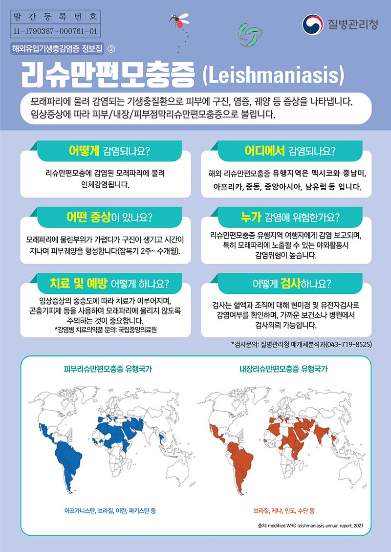 해외유입기생충감염증 정보집-리슈만편모충증. (인포그래픽=질병관리청)