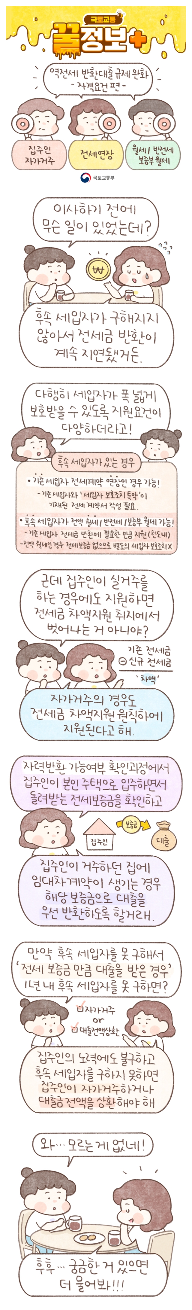 [국토교통 꿀정보] 역전세 반환대출 규제완화 자격요건 편