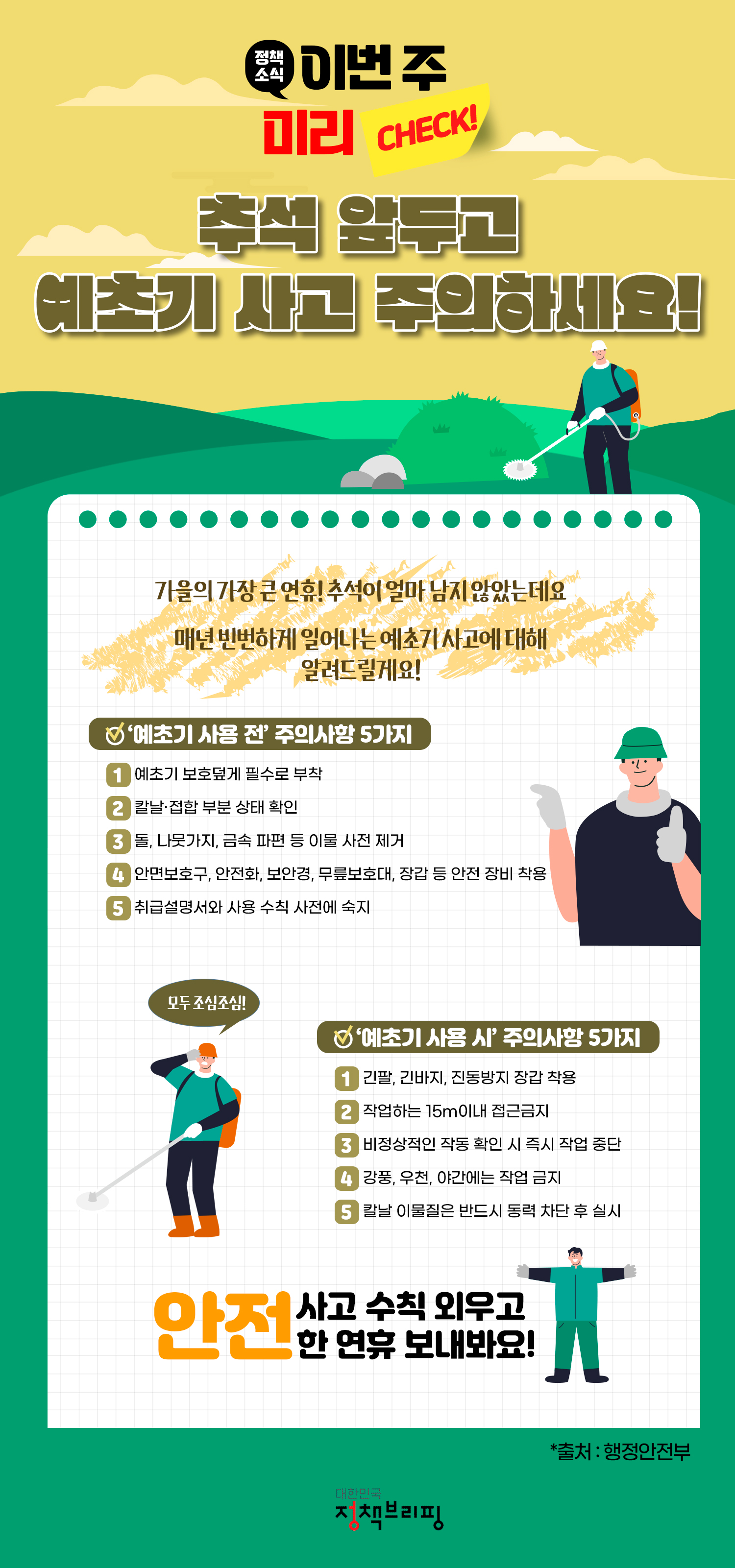 추석 앞두고 예초기 사고 주의하세요! 하단내용 참조