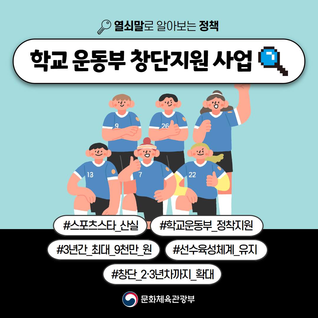 [열쇠말로 알아보는 정책] 학교운동부 창단 지원사업