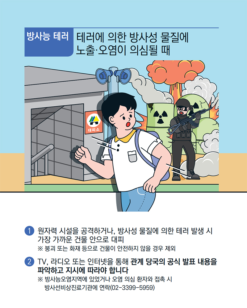 [기억해요! 테러유형별 행동요령] 방사능 테러 ⑫ 하단내용 참조