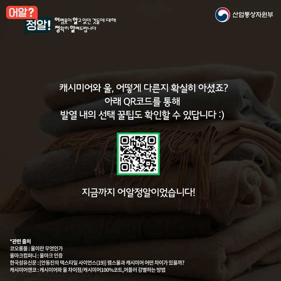 캐시미어vs울,  겨울옷 사기 전 알고 가세요~