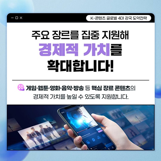 ‘K-콘텐츠’ 세계 콘텐츠 4대 강국으로 도약!