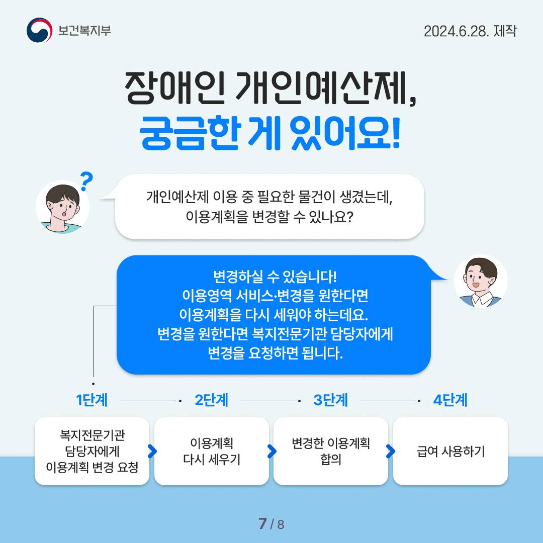 장애인 개인예산제 시범사업 급여 이용 7월부터 시작