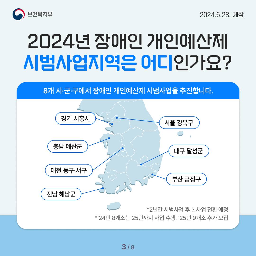 장애인 개인예산제 시범사업 급여 이용 7월부터 시작