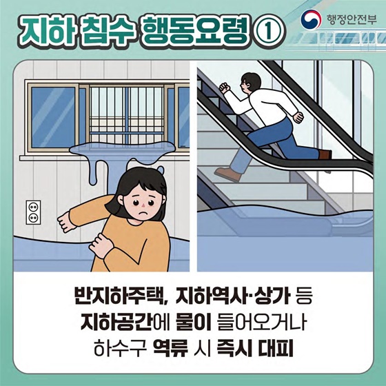 침수 대비 지하공간 이용 시 이렇게 행동하세요!