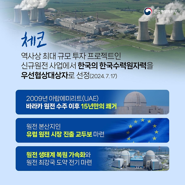 한국-체코 신규원전 우선협상대상자 선정 이후 전략적 협력 강화