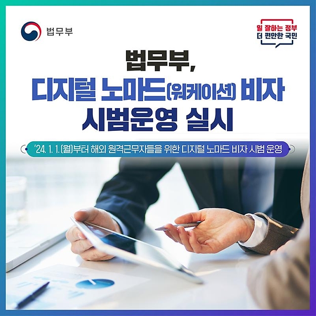 디지털 노마드(워케이션) 비자 소개 카드뉴스.(출처=법무부)