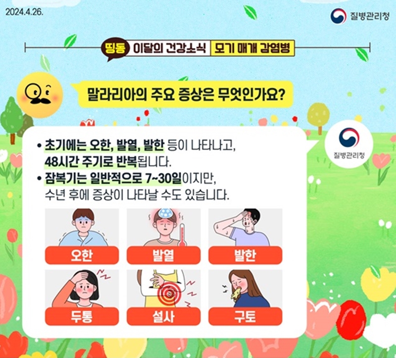 말라리아의 주요 증상은 무엇이 있을까? (출처: 질병관리청)