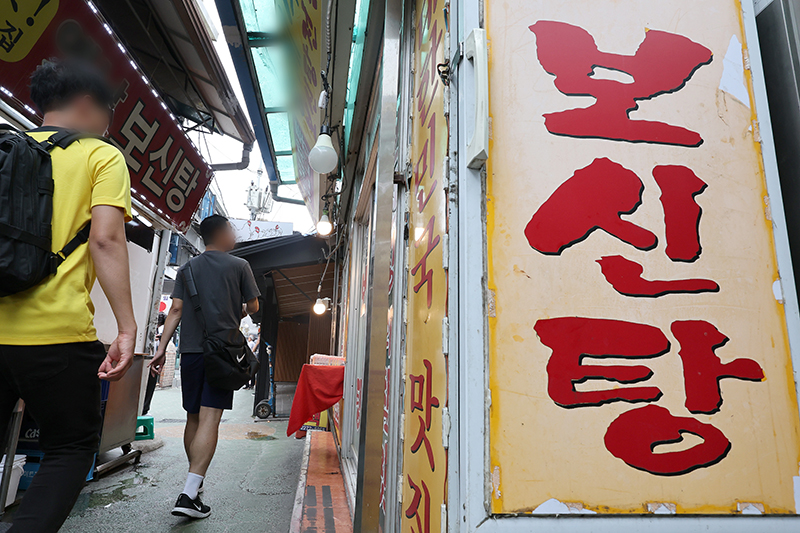 초복이었던 지난 7월 15일 서울 종로구 보신탕 골목에서 시민들이 오가고 있다. (ⓒ뉴스1, 무단 전재-재배포 금지)