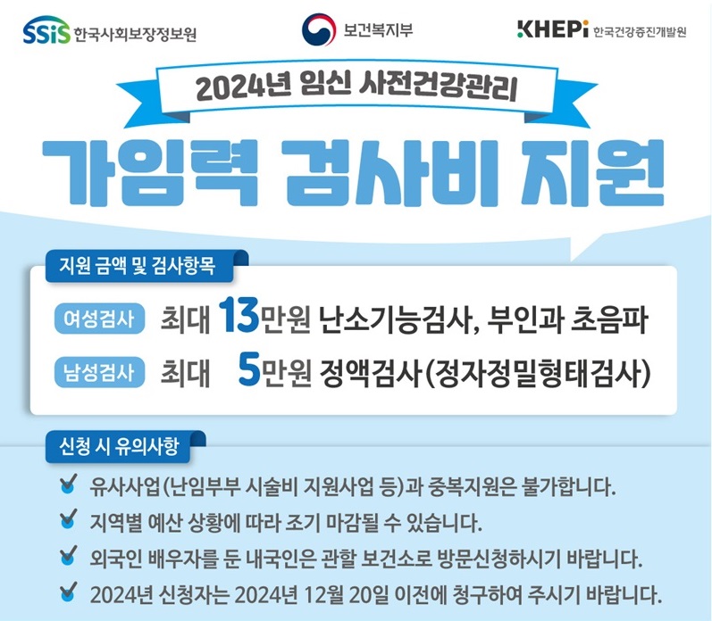 가임력 검사비 지원. 출처=e보건소 공공보건포털