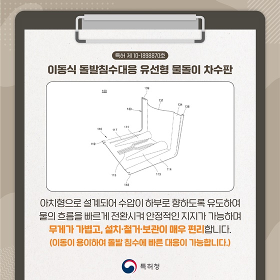 집중호우의 피해를 막아주는 발명품 ‘차수판’