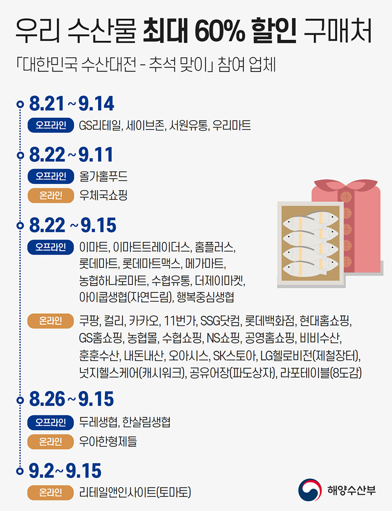 우리 수산물 최대 60% 할인 구매처 하단내용 참조