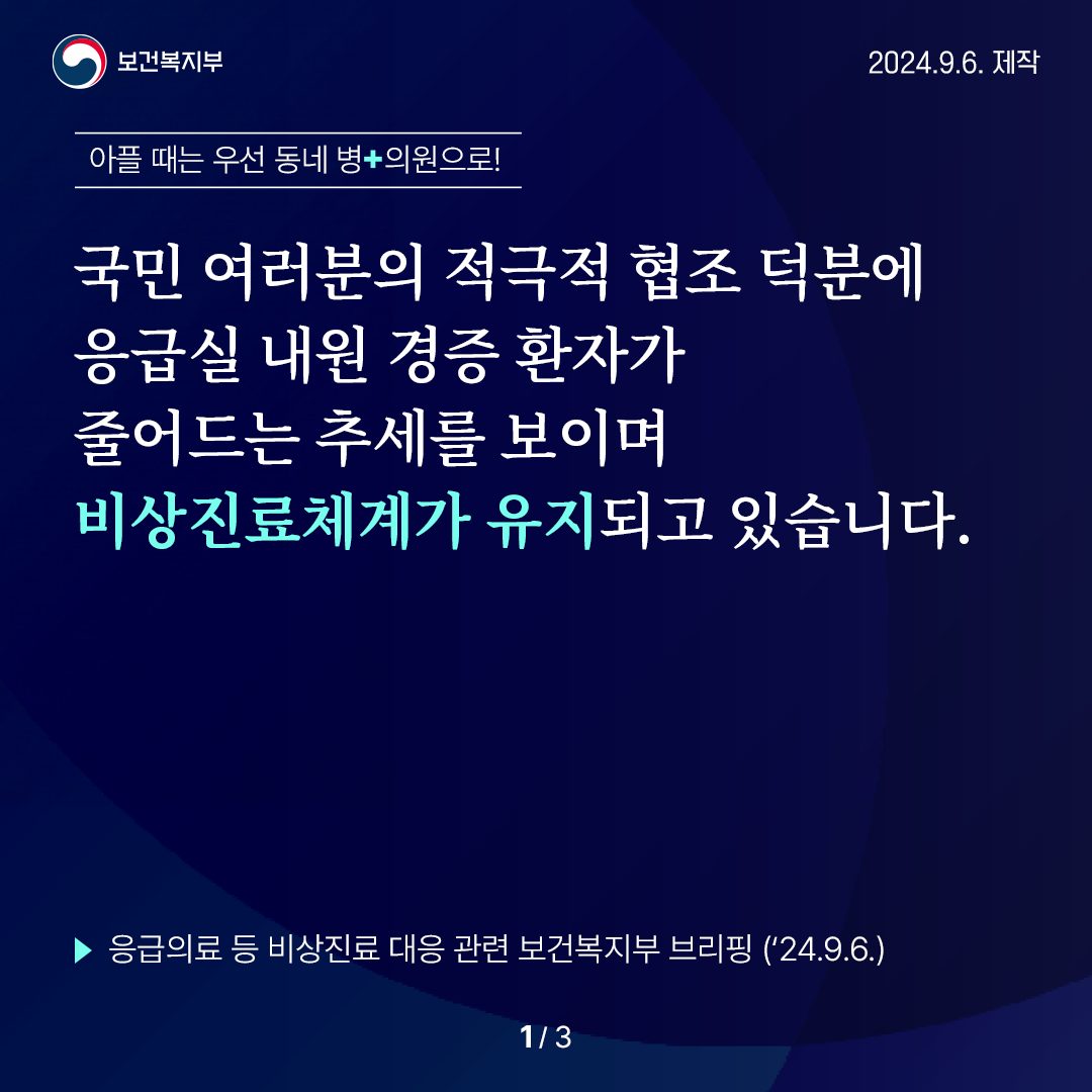 응급의료 등 비상진료 대응 관련 보건복지부 브리핑(’24.9.6.)