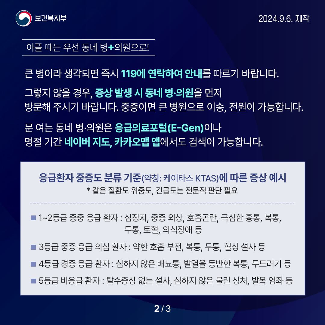 응급의료 등 비상진료 대응 관련 보건복지부 브리핑(’24.9.6.)