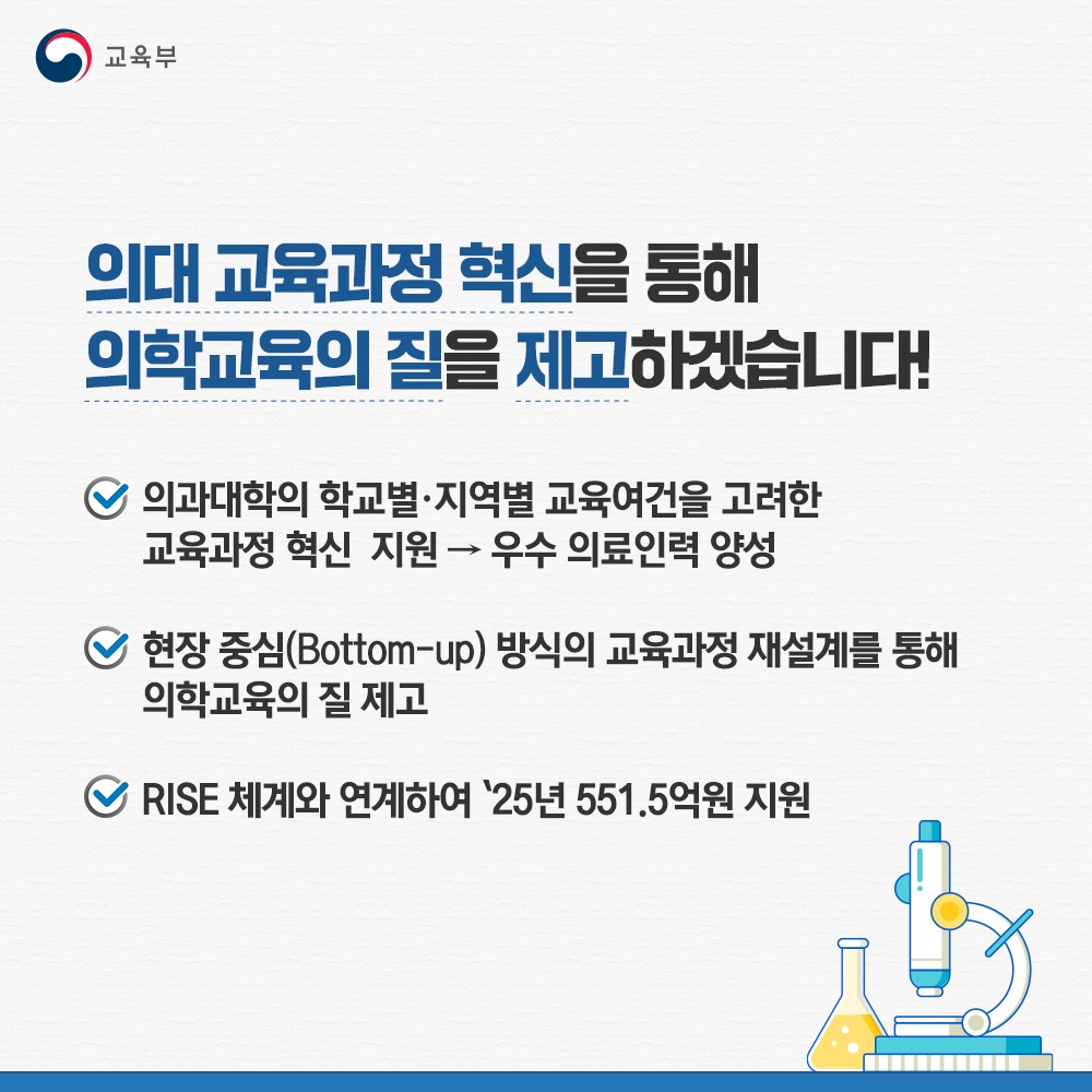 의학교육 여건 개선에 약 5조 원 혁신적 투자