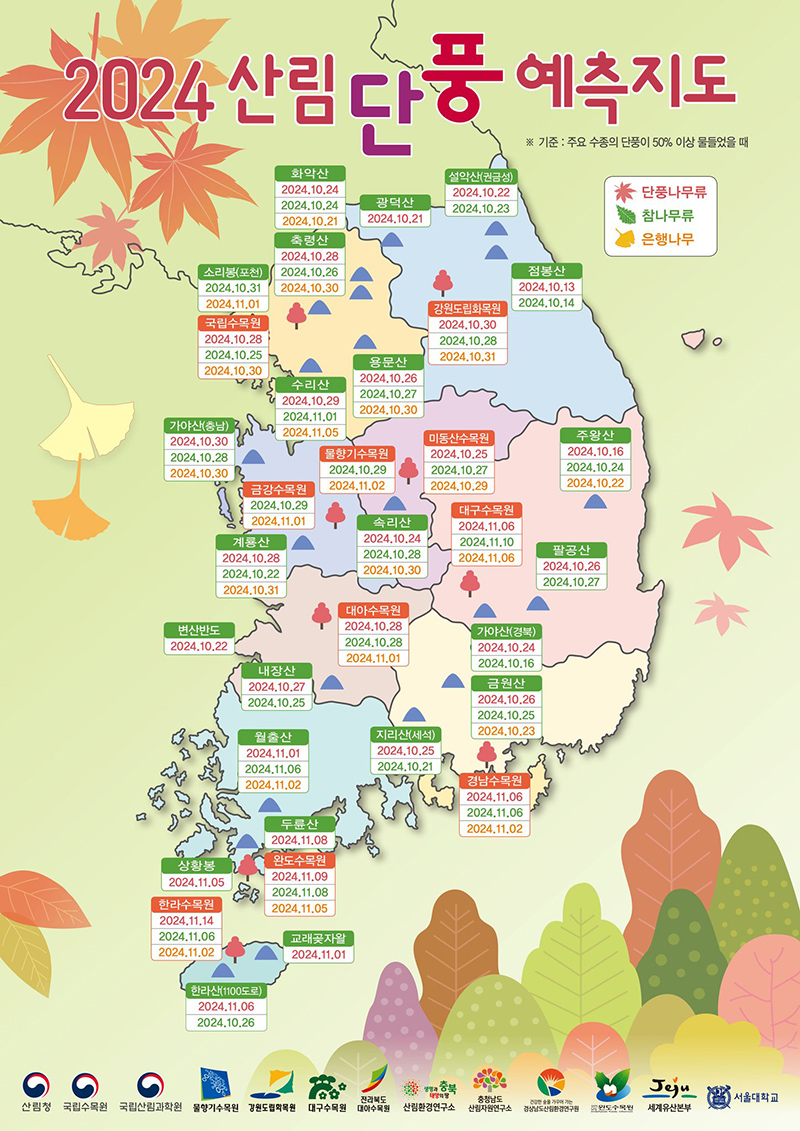 2024 산림단풍 예측지도 하단내용 참조