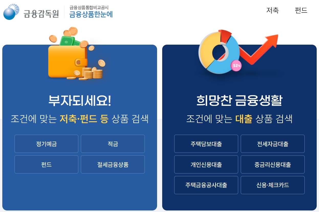 금융상품 한눈에 누리집.