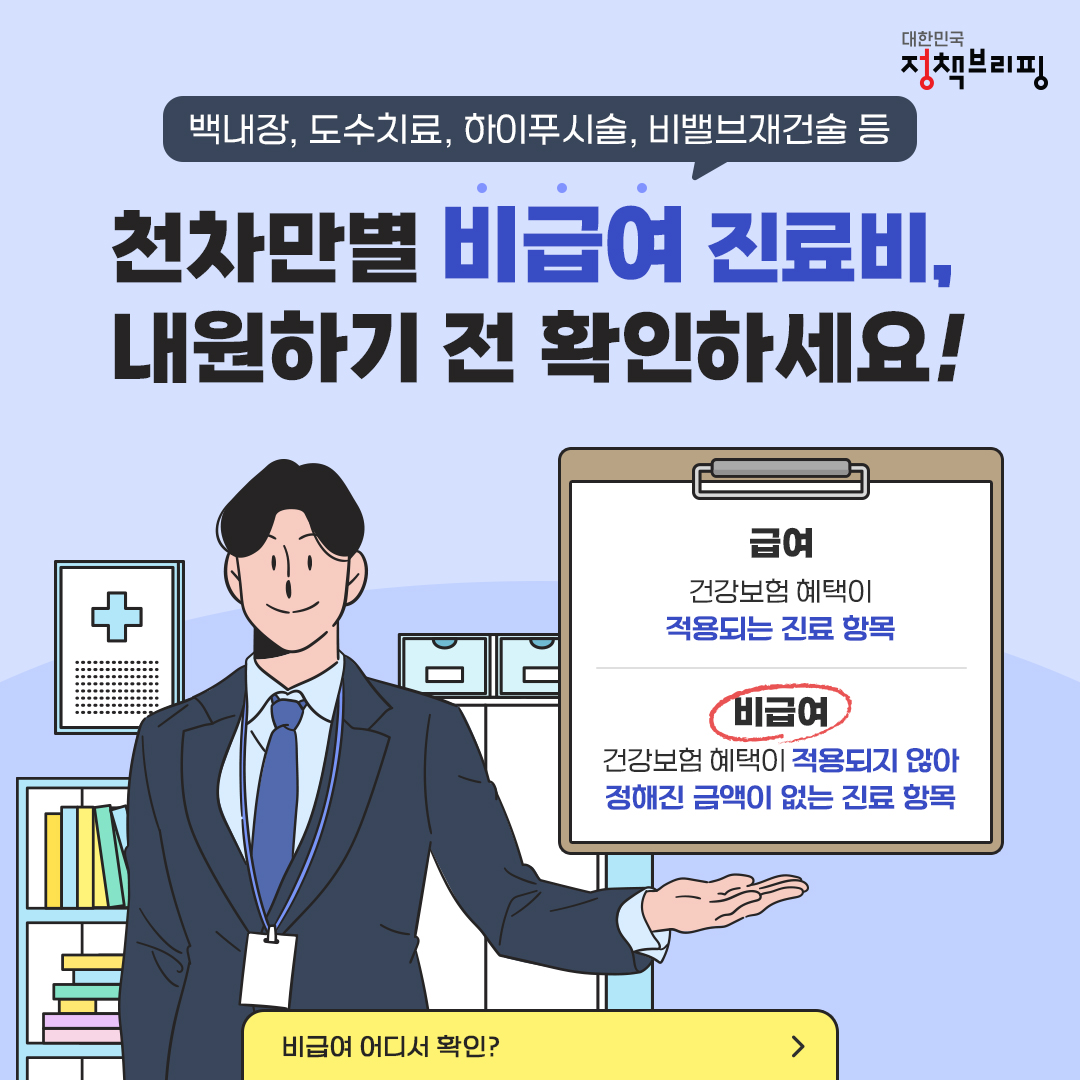 천차만별 비급여 진료비, 내원하기 전 확인하세요!