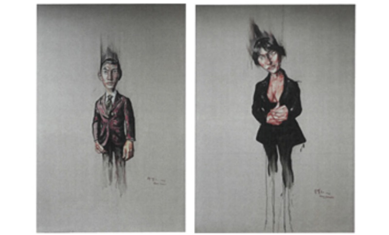 쩡판즈(Zeng Fanzhi)(1964-)<초상화, Portrait(2007)> 린넨에 유채 220.0×145.0 cm (왼쪽), 쩡판즈(Zeng Fanzhi)(1964-)<초상화, Portrait(2007)> 린넨에 유채 220.0×145.0 cm.(이미지=문체부 제공)