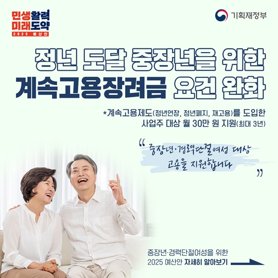 [2025년 예산안] 중장년·경력단절여성을 위한 고용 지원