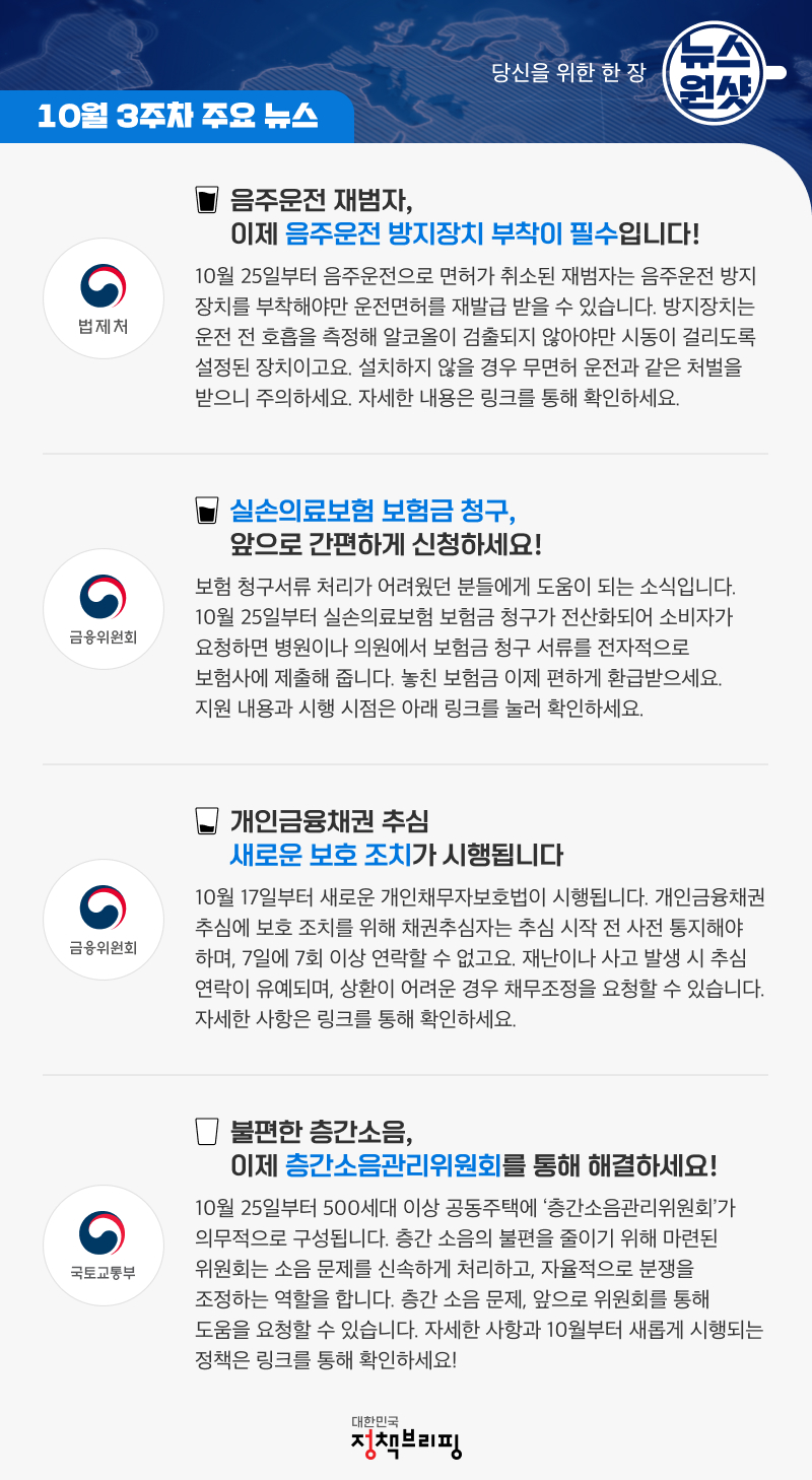 10월 새롭게 시행되는 정책 총정리!