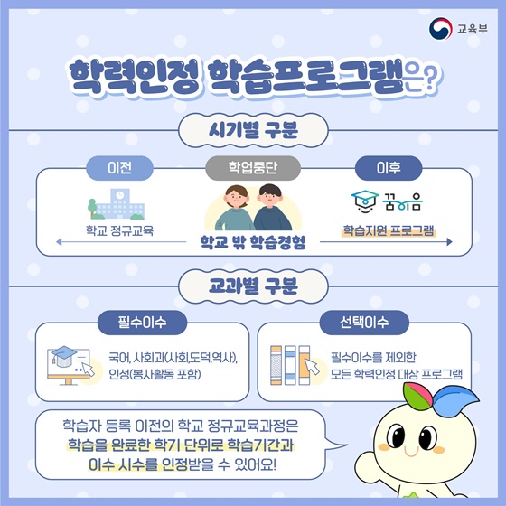 의무교육단계 미취학·학업중단학생을 위한 학습지원 사업 ‘꿈이음’