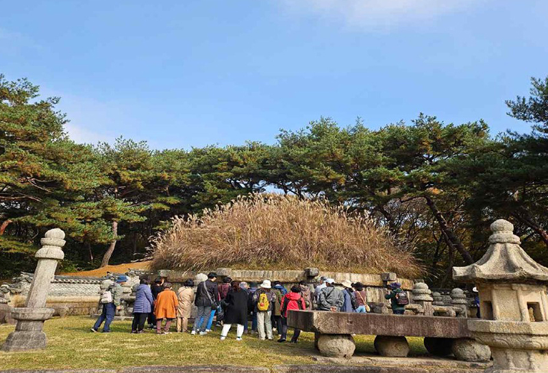 지난해 10월에 열린 경기 구리시 동구릉 내 조선 태조 이성계의 무덤인 건원릉 능침 해설 현장(사진=국가유산청)