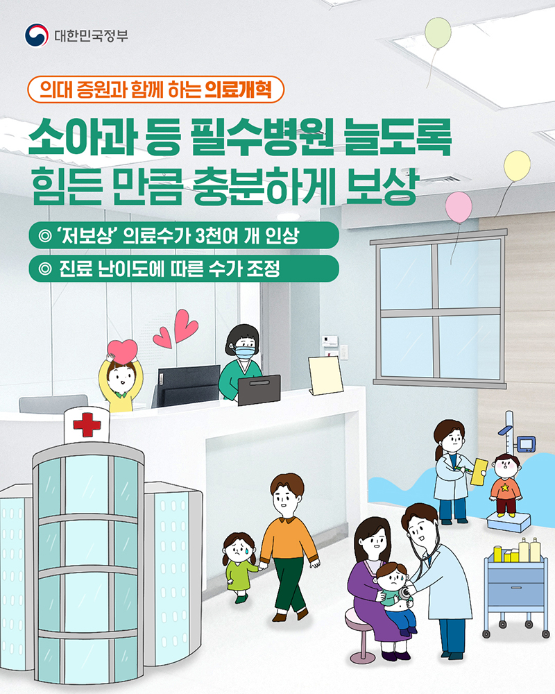 소아과 등 필수병원 늘도록 힘든 만큼 충분하게 보상 하단내용 참조