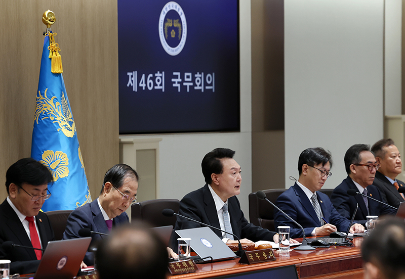 윤석열 대통령이 29일 서울 용산 대통령실 청사에서 열린 제46회 국무회의에서 발언을 하고 있다. (ⓒ뉴스1, 무단 전재-재배포 금지)