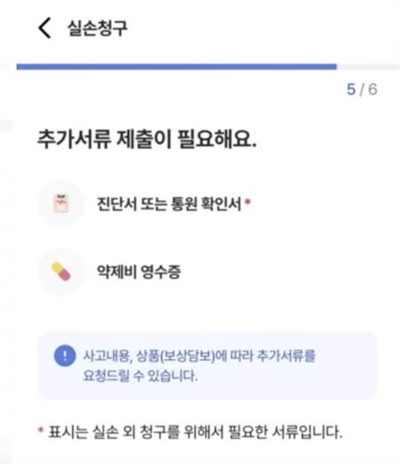 마지막 단계는 진단서 또는 통원 확인서, 약제비 영수증 등의 추가 서류 제출이다.