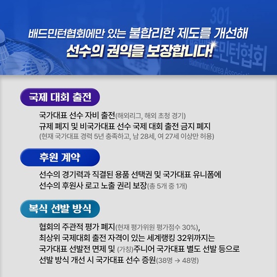 대한배드민턴협회 주요 조사 결과 및 조치 사항