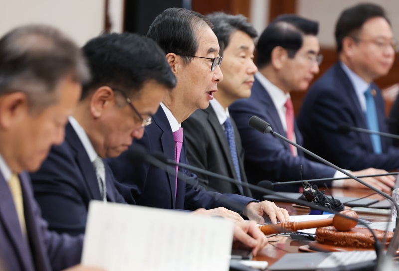 한덕수 국무총리가 12일 서울 종로구 정부서울청사에서 열린 국무회의에서 모두발언을 하고 있다.(ⓒ뉴스1, 무단 전재-재배포 금지)