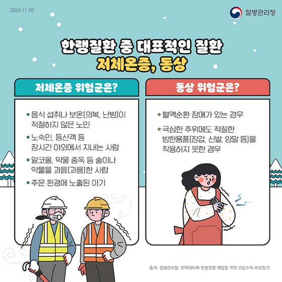 겨울철, 한파가 예보된다면 한랭질환을 조심하세요!