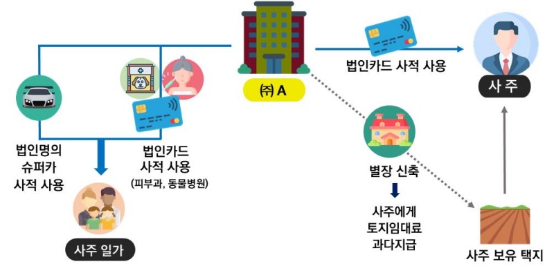 플랫폼 노동자에게 지급할 정산대금을 빼돌려, 기업 명의로 슈퍼카·개인 별장 등 구입하며 호화 생활한 예시 이미지.(제공=국세청)