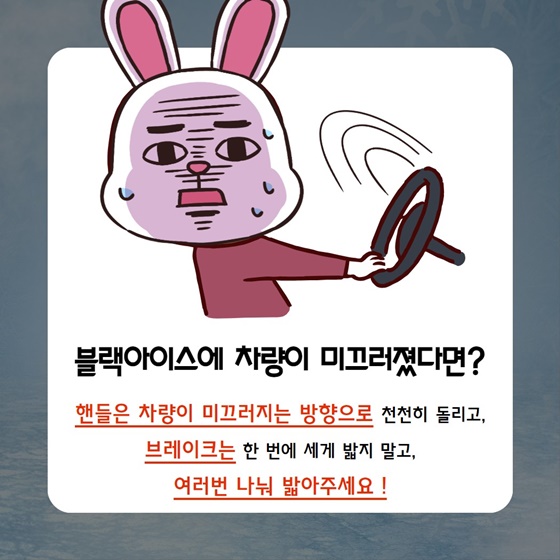 꽁꽁 언 도로, 블랙아이스 주의하세요!