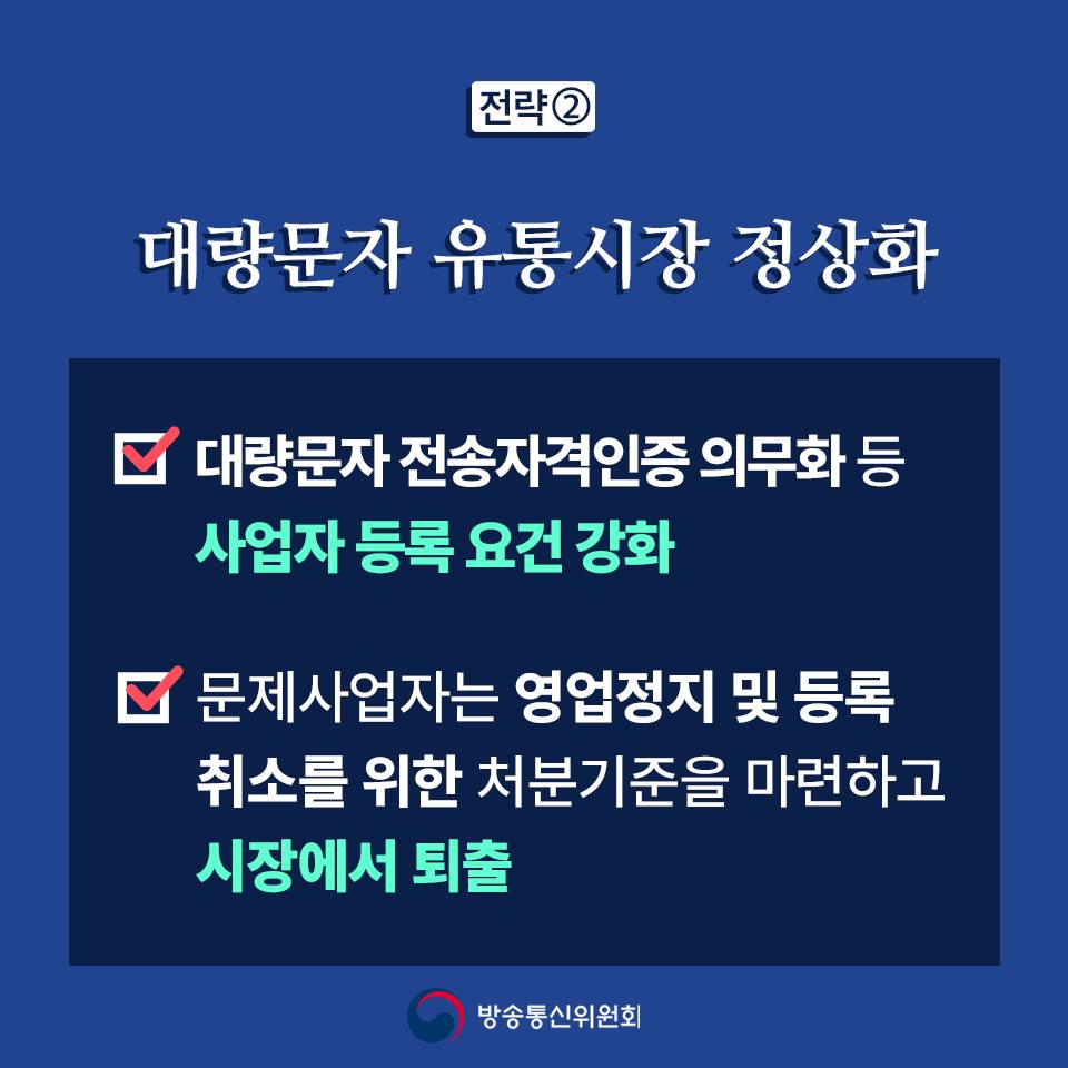 불법스팸 근절을 위한 강력한 불법스팸 방지 종합대책 발표