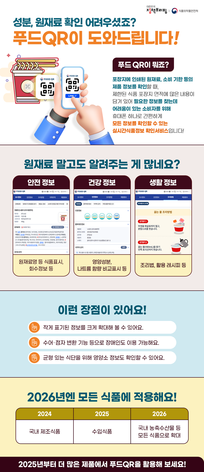 성분, 원재료 확인 어려우셨죠? 푸드QR이 도와드립니다! 하단내용 참조