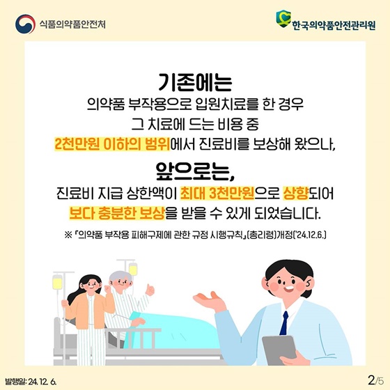 의약품 부작용 피해 비용, 더욱 든든하게 지원