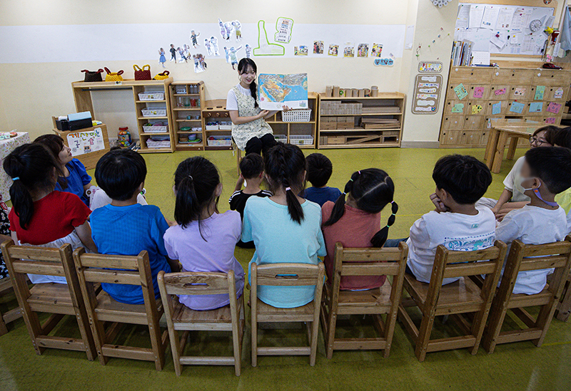 서울 중랑구 면일어린이집에서 어린이들이 수업을 듣고 있다. (ⓒ뉴스1, 무단 전재-재배포 금지)