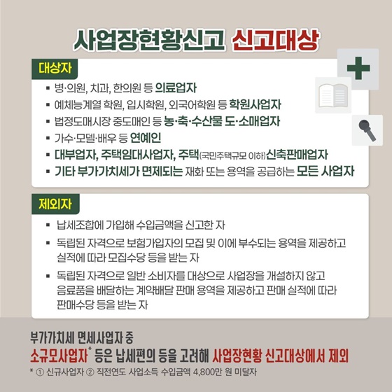 초보사장님들이 꼭 알아야하는 세무정보 - 사업장현황신고