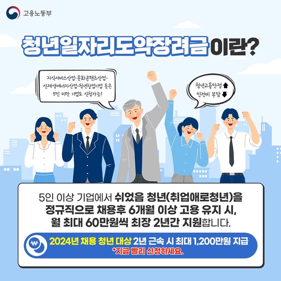 쉬었음 청년 채용하고, 지원금 1,200만원 받아가세요!