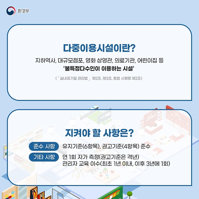 다중이용시설의 실내공기질은 어떻게 관리할까요?